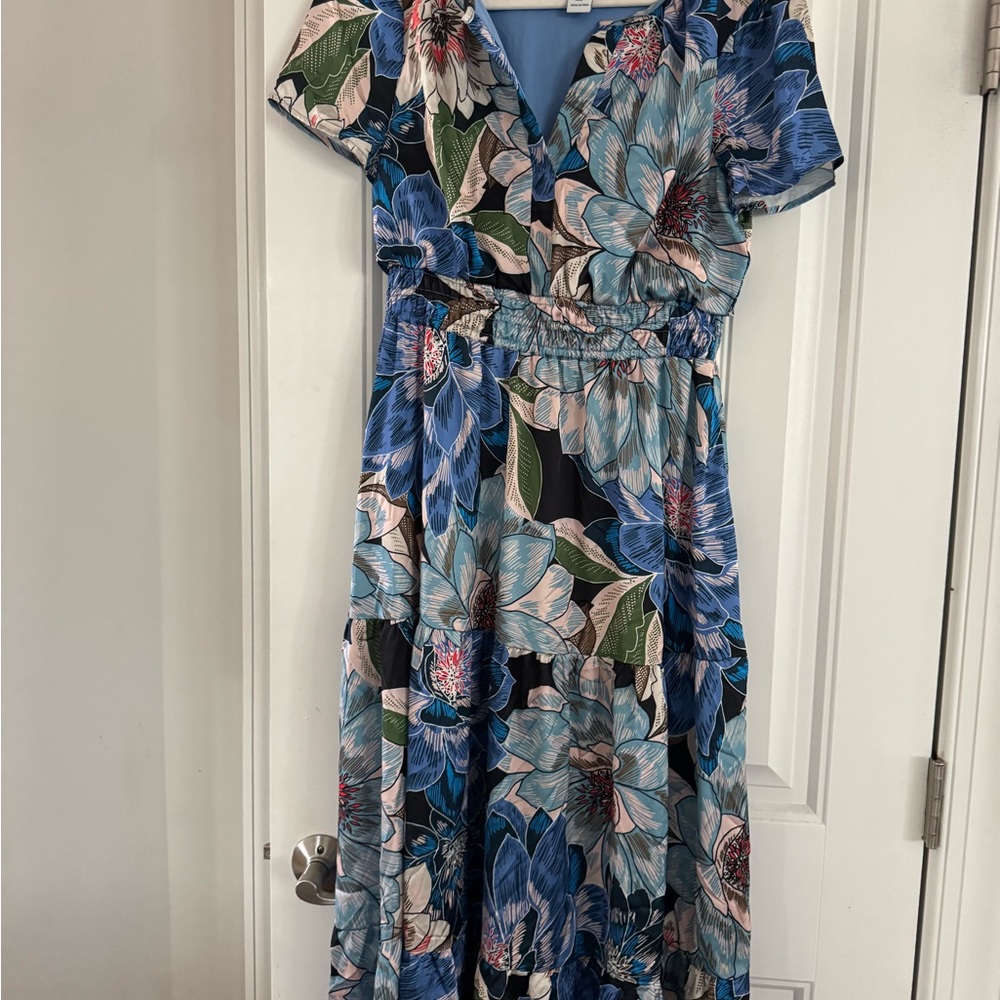 Nicole Miller Blue and Black Floral Dress